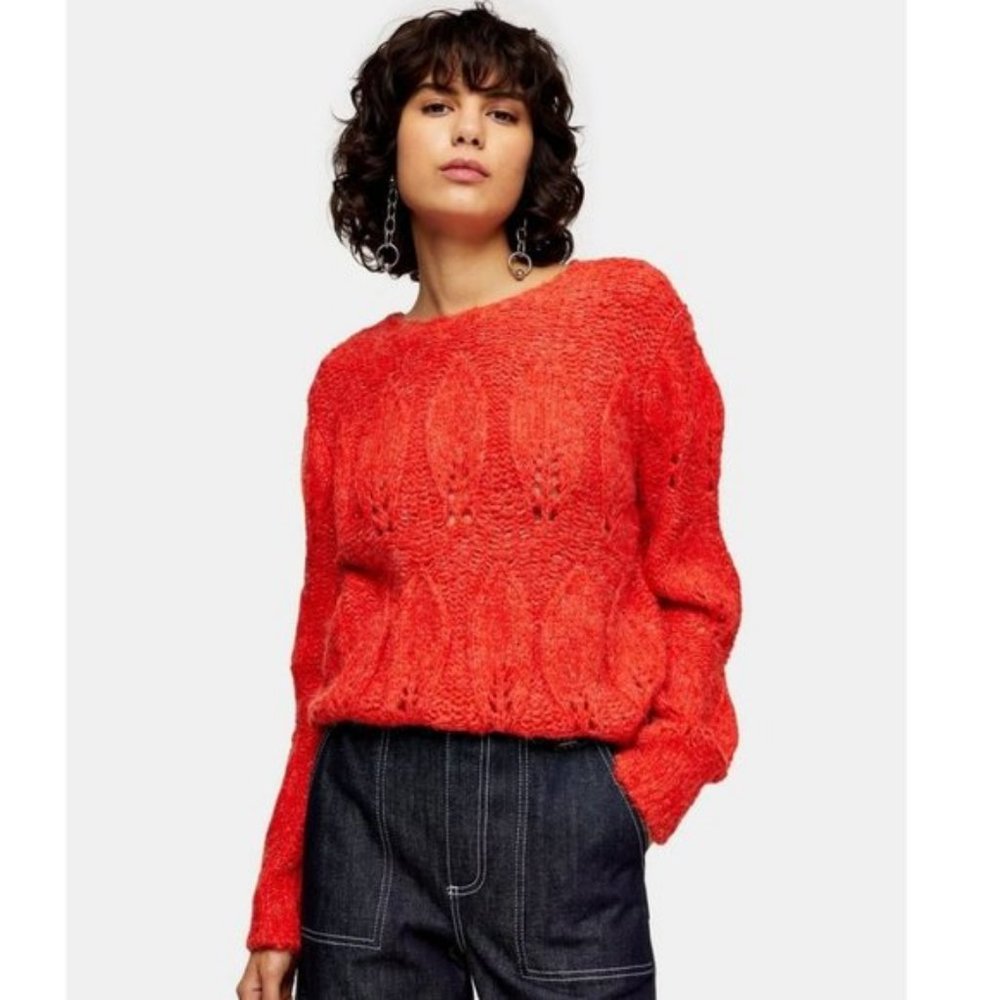 TOPSHOP Women's Petal Pointelle Crewneck Sweater - Picture 1 of 3